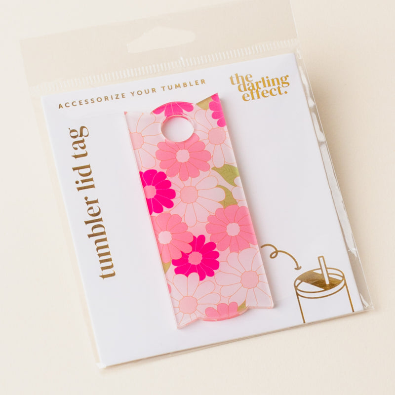 Daisy Craze Hot Pink Tumbler Lid Tag