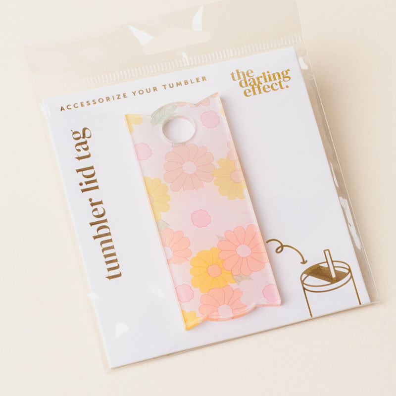 Daisy Craze Peach Tumbler Lid Tag