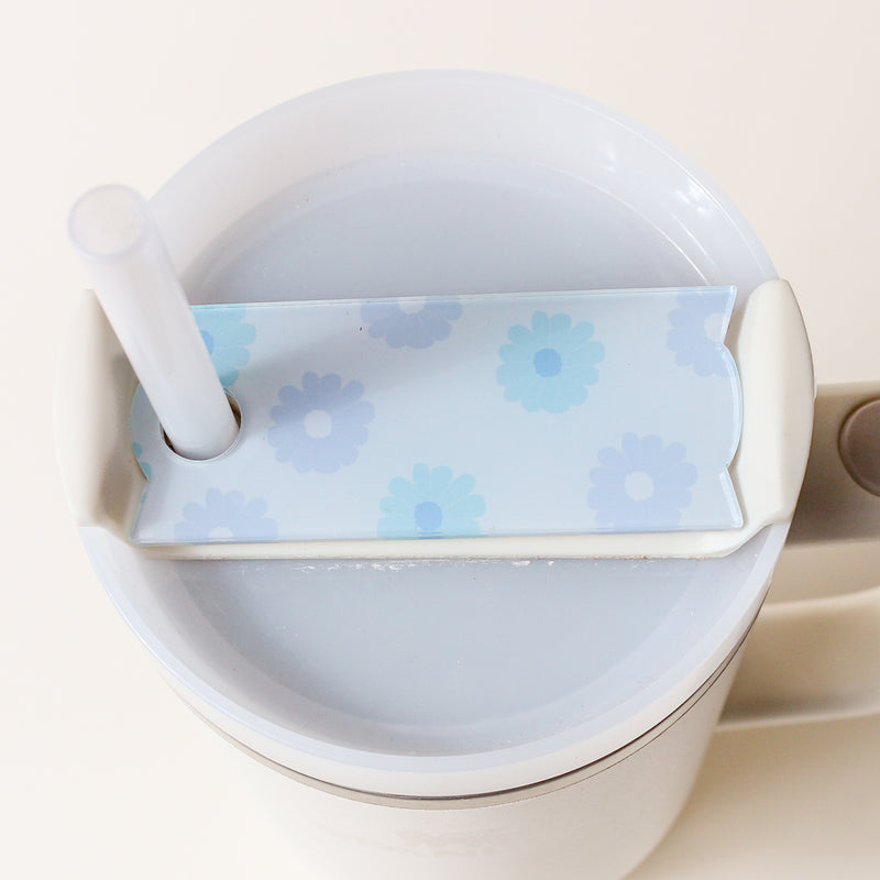 Darling Daisy Aqua Tumbler Lid Tag
