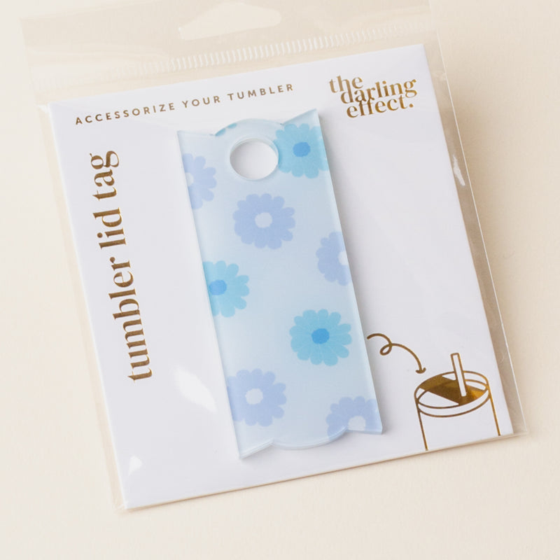 Darling Daisy Aqua Tumbler Lid Tag
