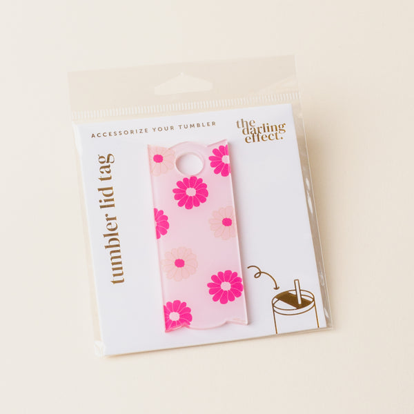 Darling Daisy Hot Pink Tumbler Lid Tag