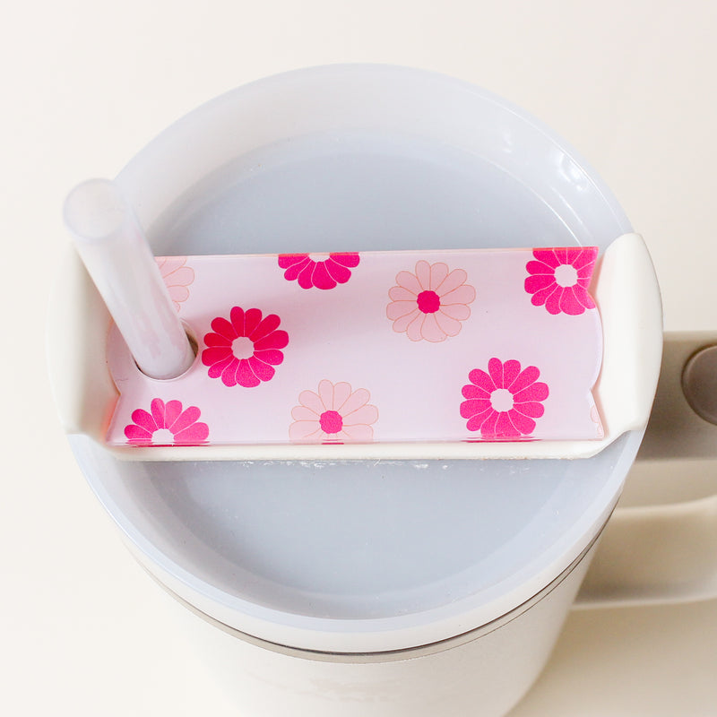 Darling Daisy Hot Pink Tumbler Lid Tag