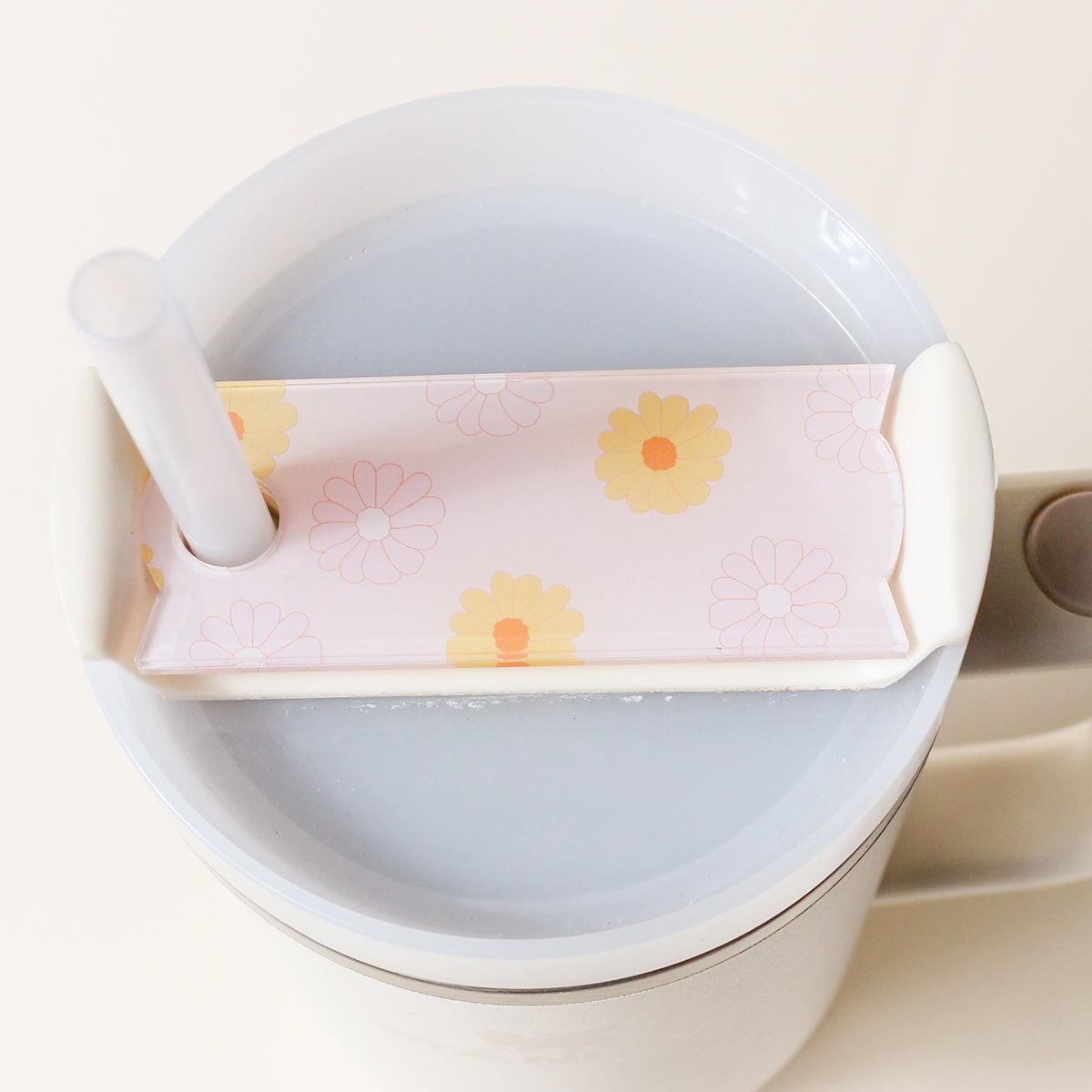 Darling Daisy Peach Tumbler Lid Tag