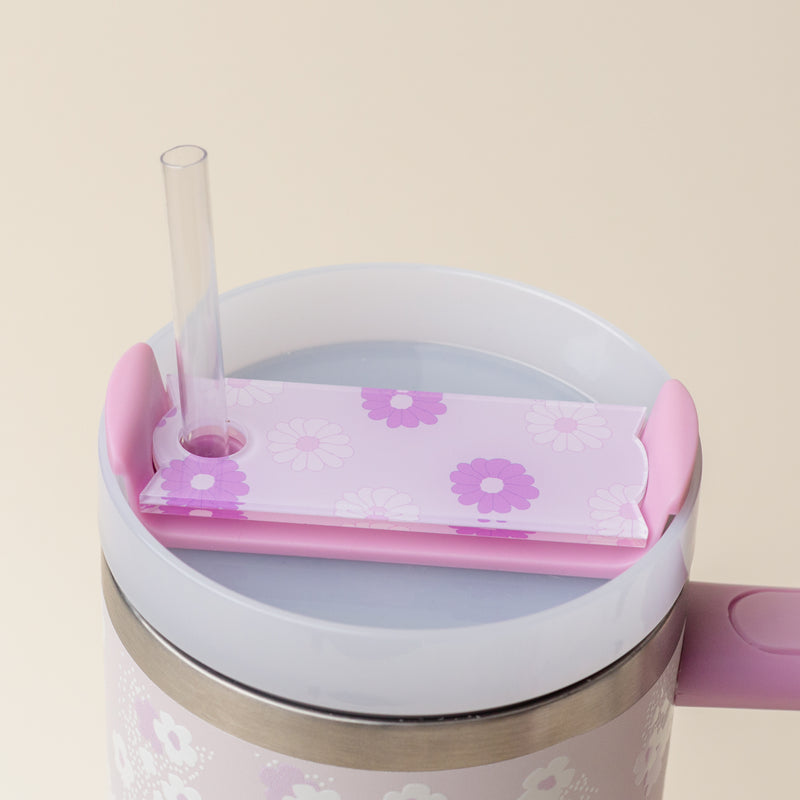 Darling Daisy Purple Tumbler Lid Tag
