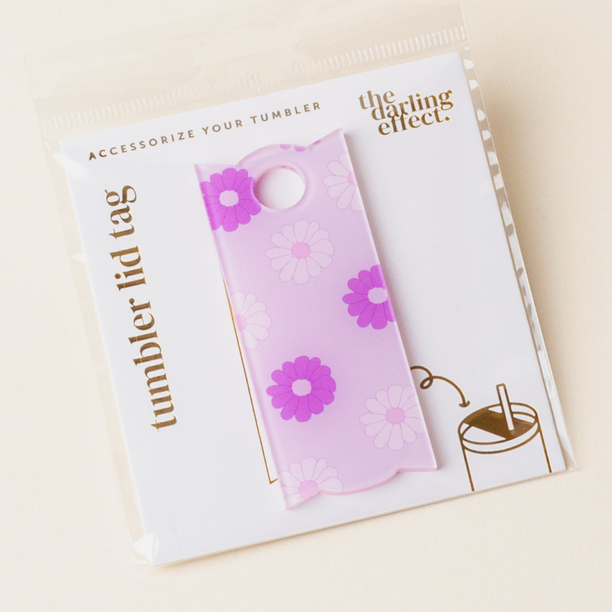 Darling Daisy Purple Tumbler Lid Tag