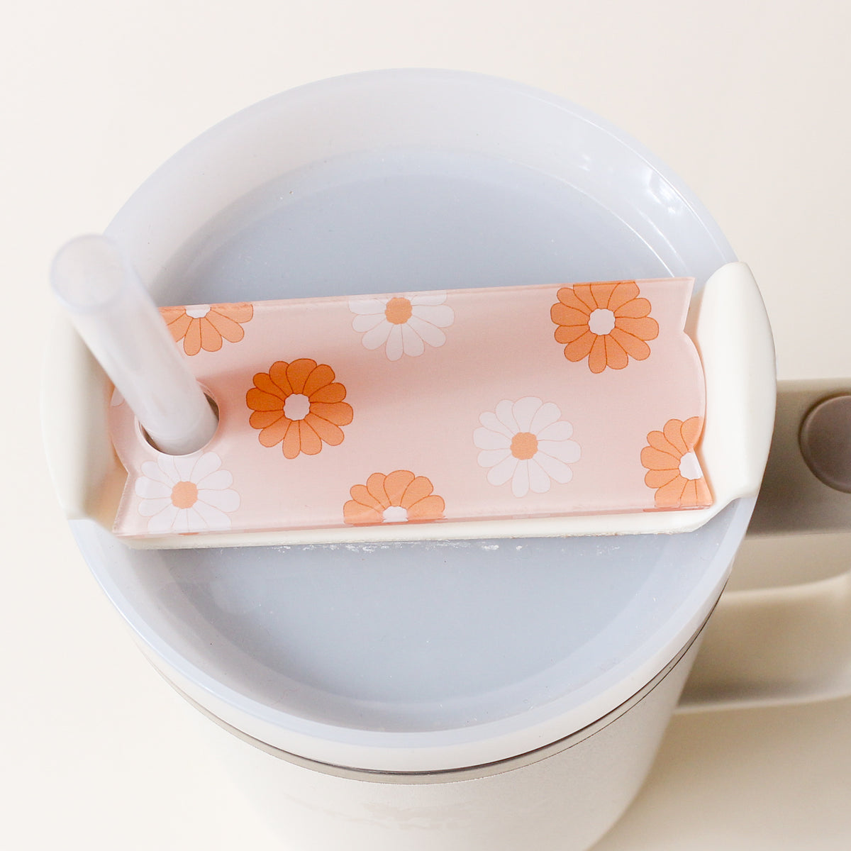 Darling Daisy Tan Tumbler Lid Tag