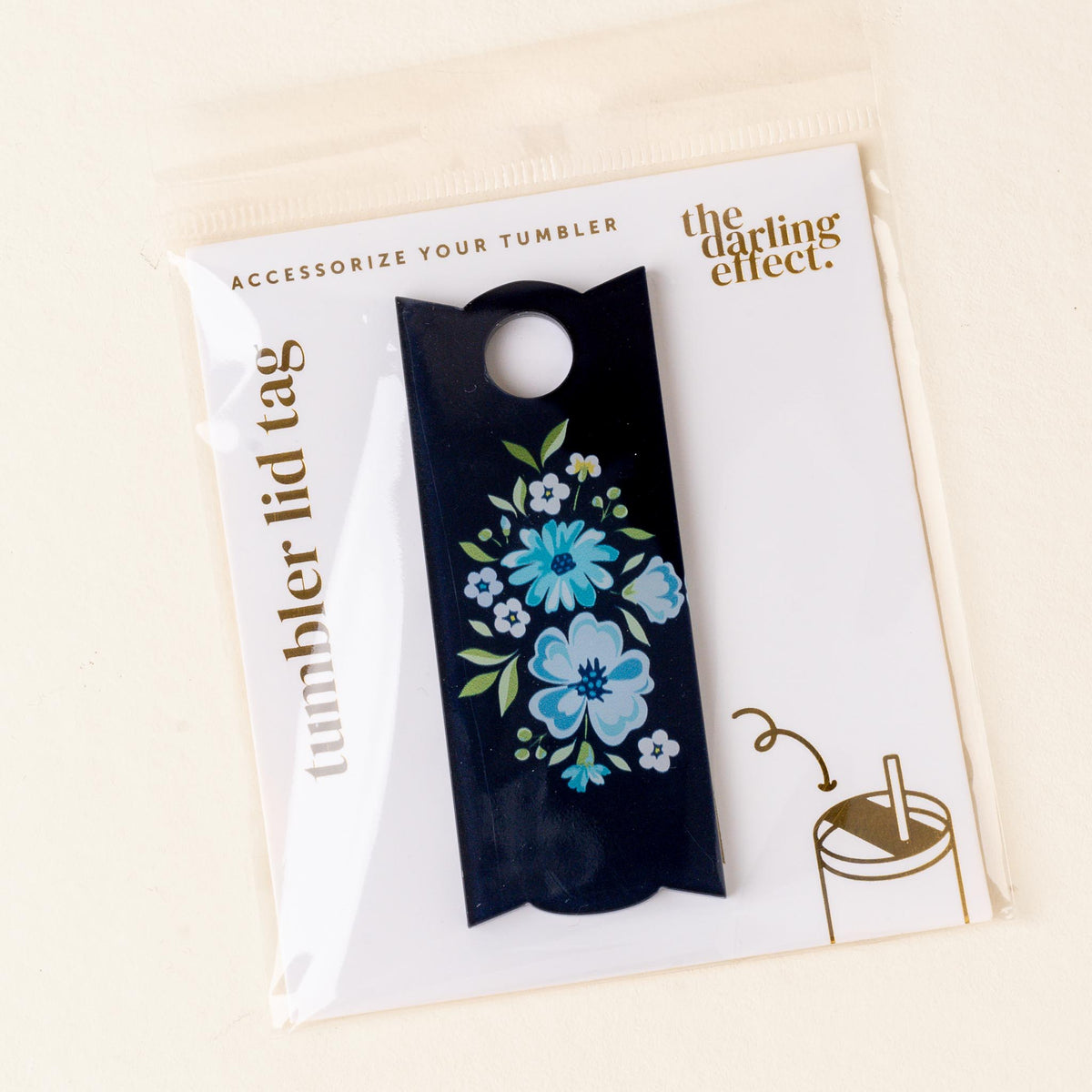 Dainty Floral Navy Tumbler Lid Tag