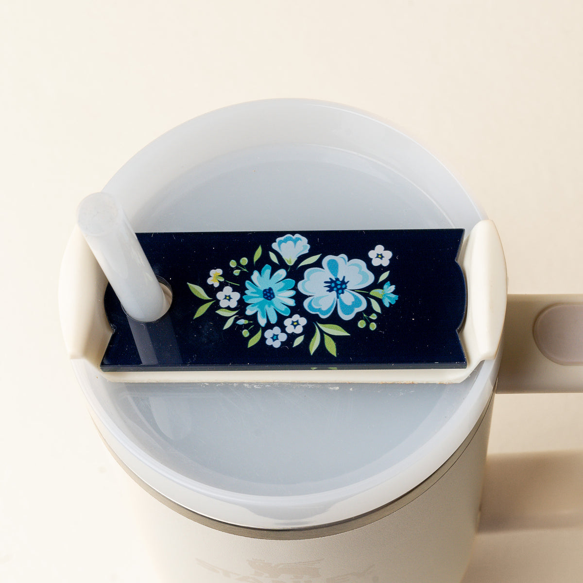 Dainty Floral Navy Tumbler Lid Tag