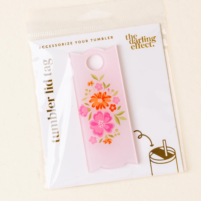 Dainty Floral Pink Tumbler Lid Tag