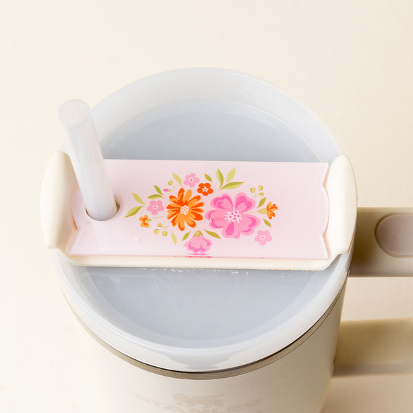 Dainty Floral Pink Tumbler Lid Tag