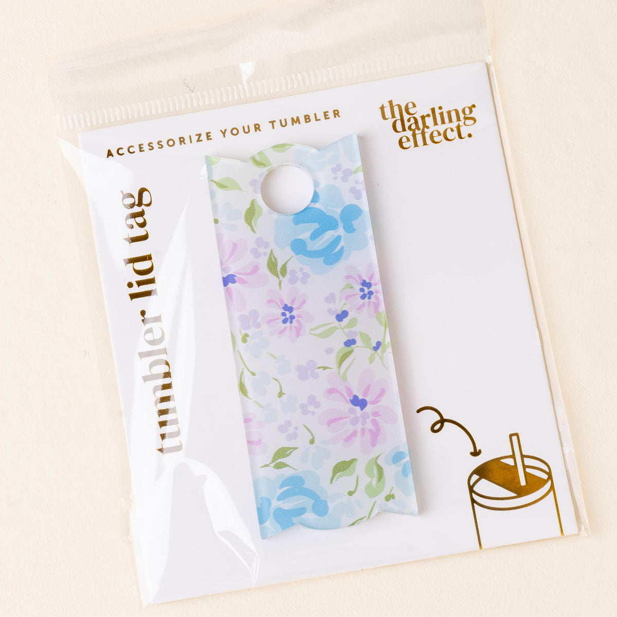 Secret Garden Blue Tumbler Lid Tag