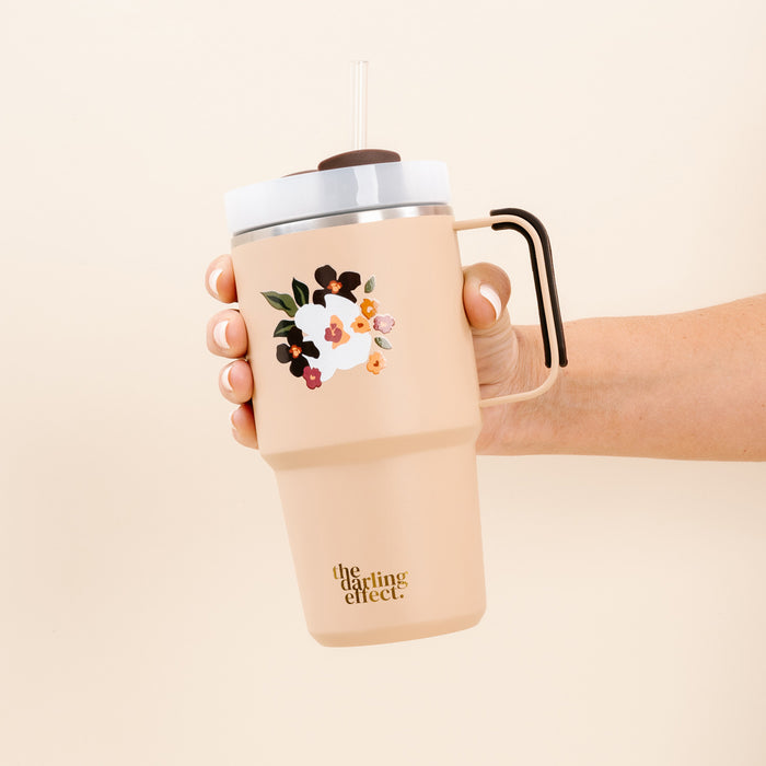 Buds & Blooms Mocha 20 oz Mini On-The-Go Tumbler