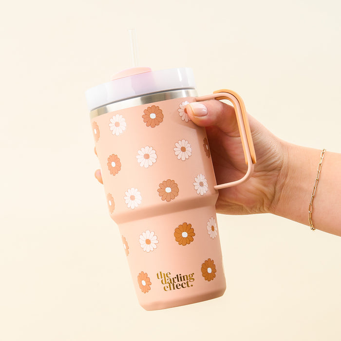 Darling Daisy Tan 20 oz Mini On-The-Go