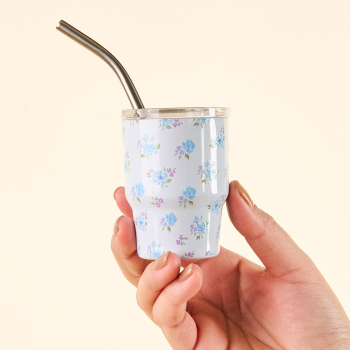 Dainty Floral Blue 2 oz Tiny Tumbler