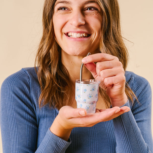 Dainty Floral Blue 2 oz Tiny Tumbler