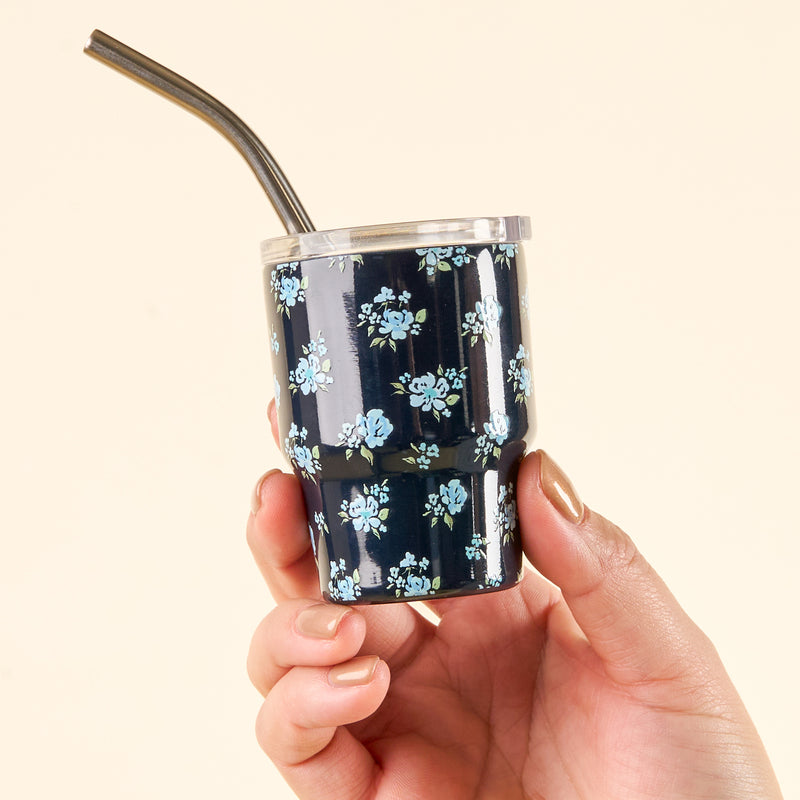 Dainty Floral Navy 2 oz Tiny Tumbler