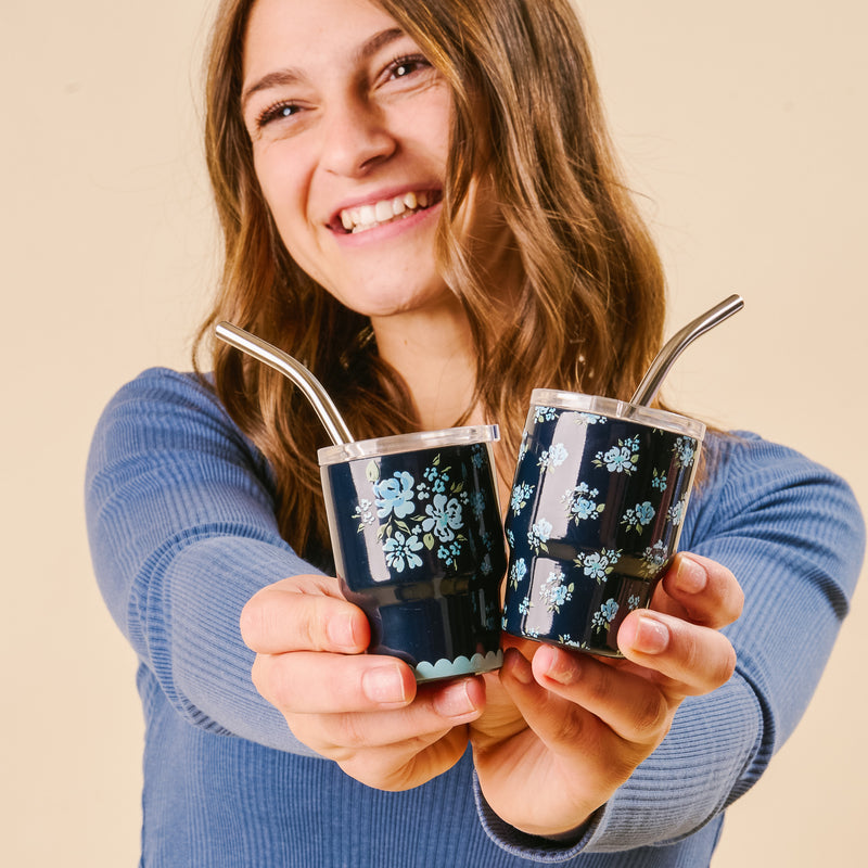 Dainty Floral Navy 2 oz Tiny Tumbler