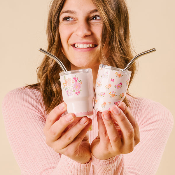 Dainty Floral Pink 2 oz Tiny Tumbler