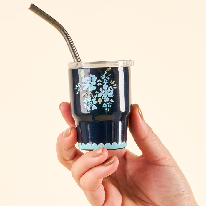 Garden Blooms Navy 2 oz Tiny Tumbler