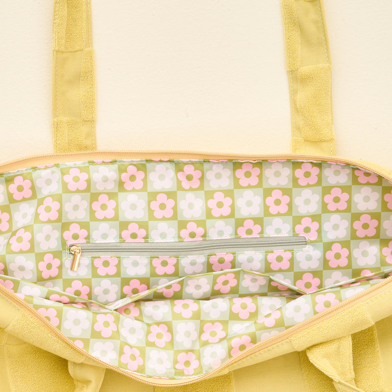 Green Check Terry Tote