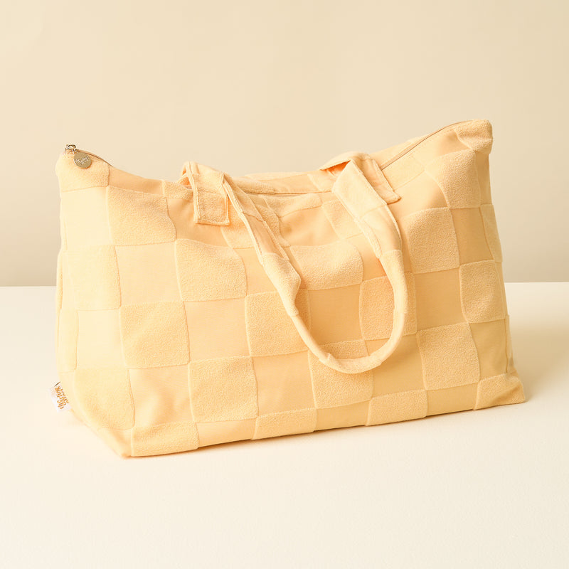 Peach Check Terry Tote