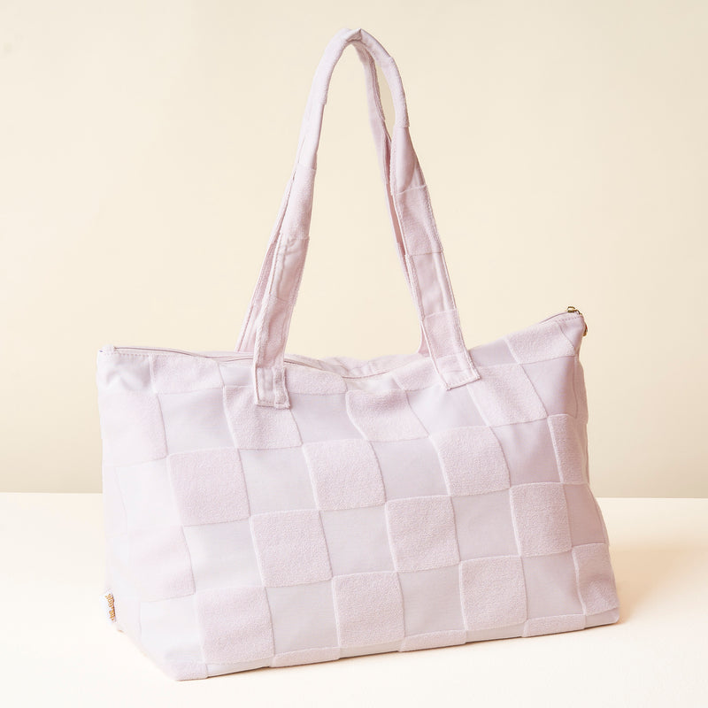 Purple Check Terry Tote
