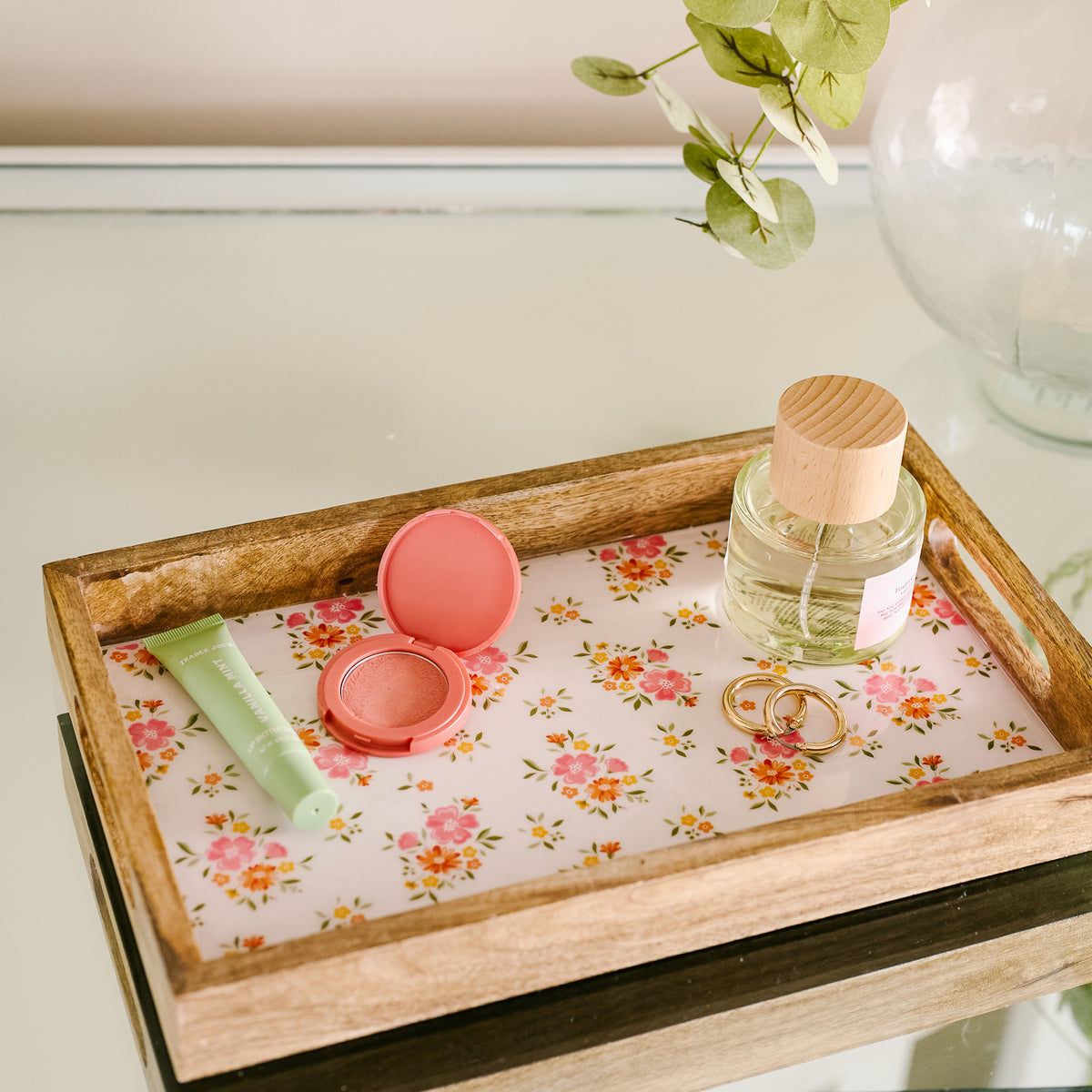 Endless Daydream Cream Rectangle Wood Enamel Tray