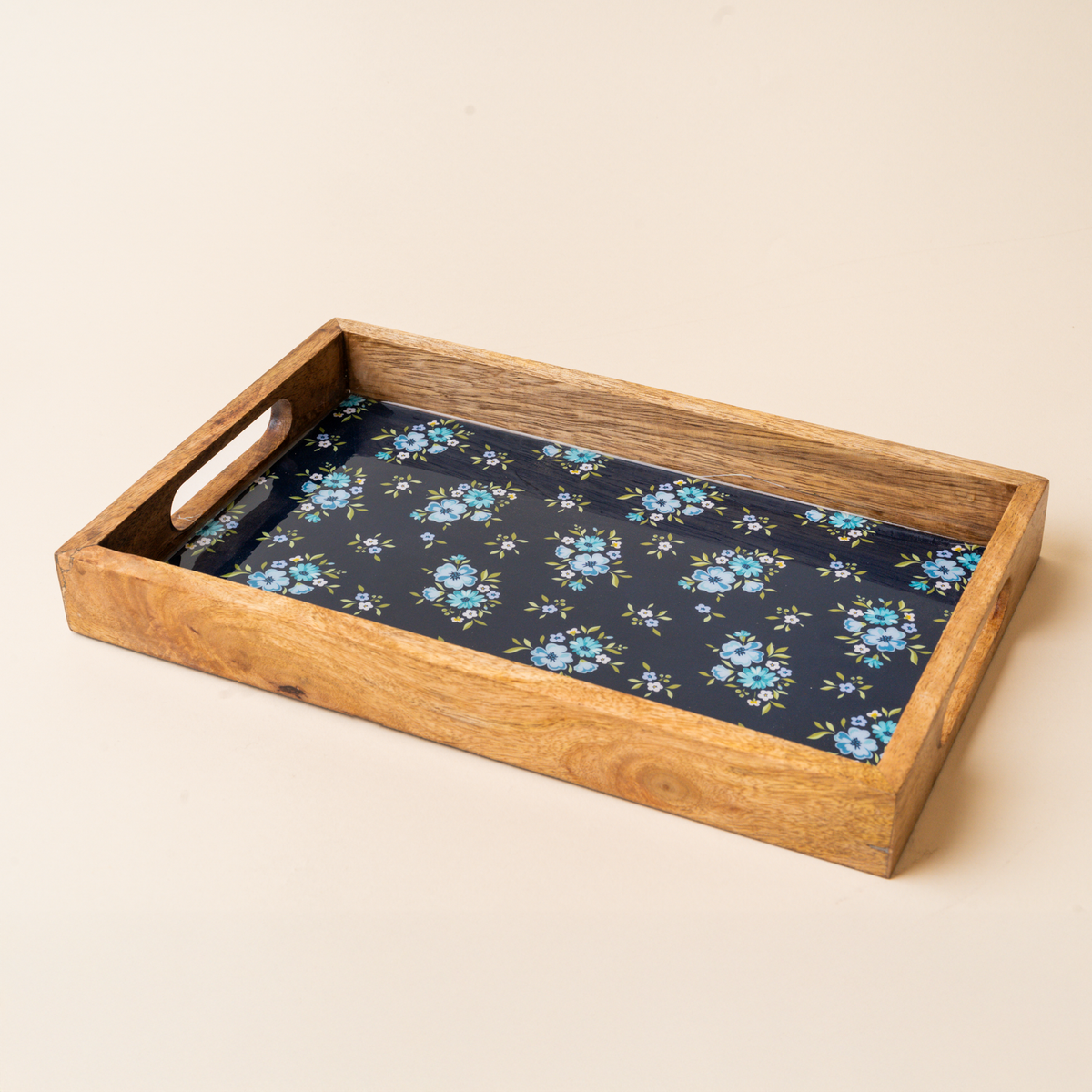 Endless Daydream Navy Rectangle Wood Enamel Tray