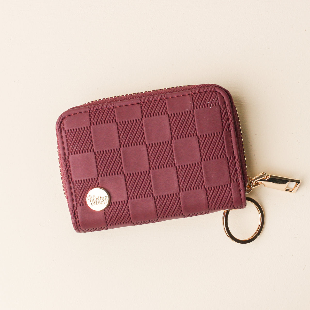 Plum Check Zip Around Wallet