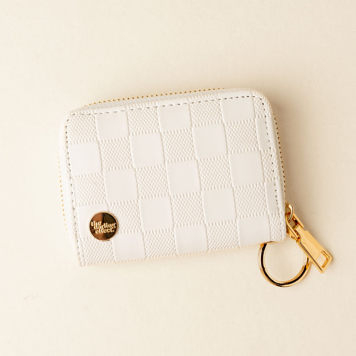 Check White Zip Around Wallet