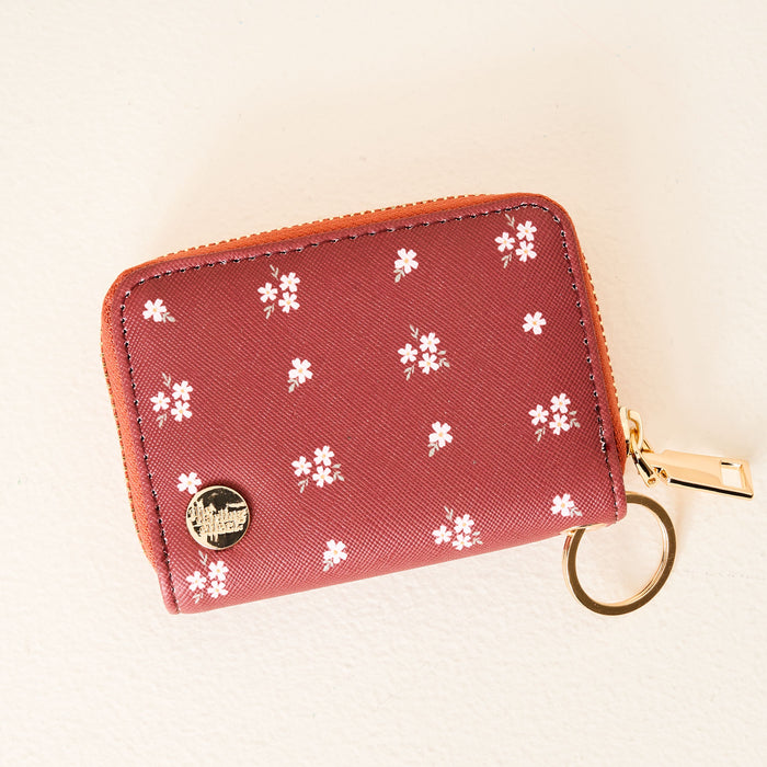 Pretty Posies Cognac Zip Around Wallet