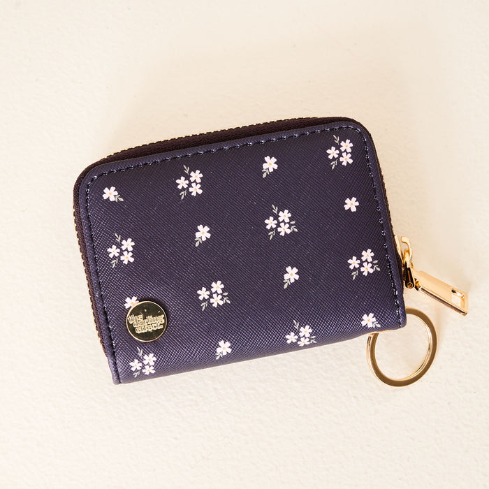 Navy Pretty Posies Zip Around Wallet