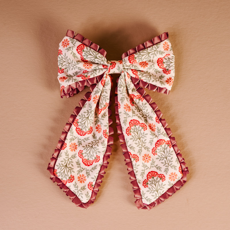 Everbloom Dusty Rose Fancy Frills Hair Bow