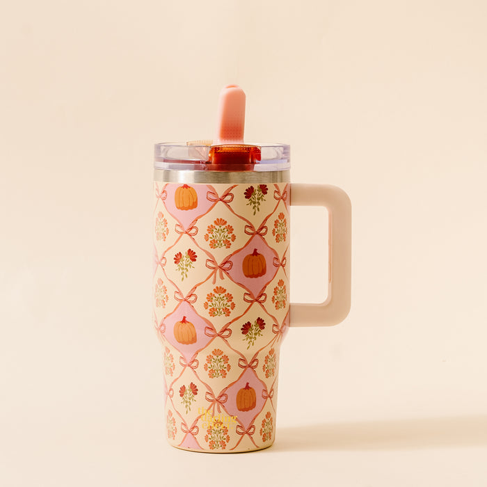 Patchwork Pumpkins 20 oz Lifestyle Flip Straw Tumbler
