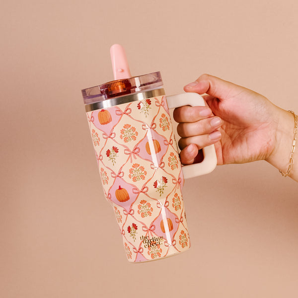 Patchwork Pumpkins 20 oz Lifestyle Flip Straw Tumbler