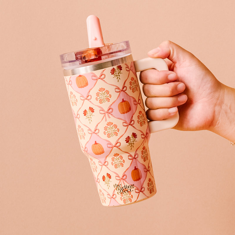 Patchwork Pumpkins 20 oz Lifestyle Flip Straw Tumbler