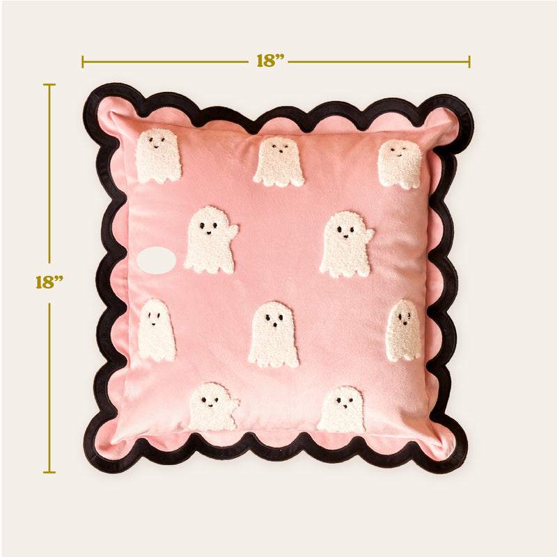 Boo Crew Scalloped Square Throw Pillow