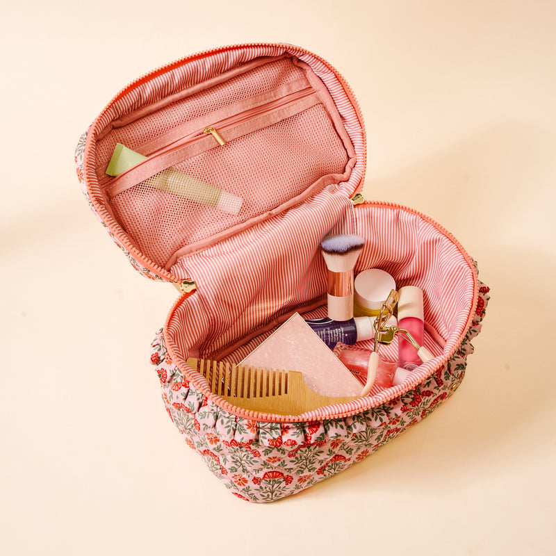 Everbloom Dusty Rose Glam & Go Quilted Cosmetic Bag