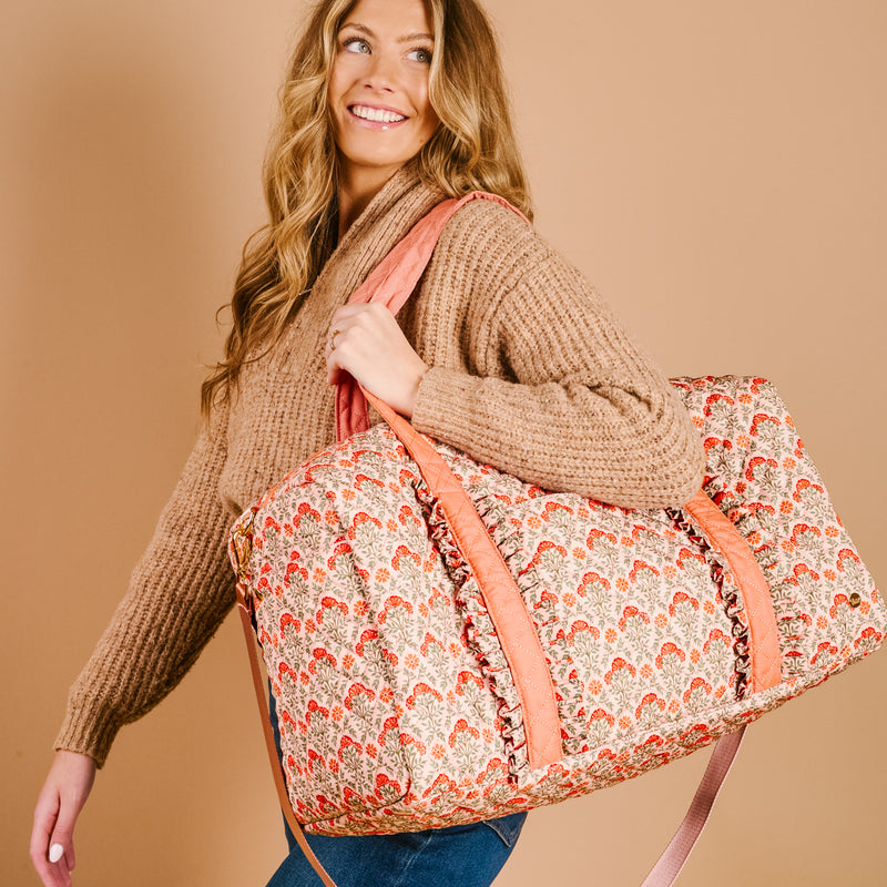 Everbloom Dusty Rose On-the-Go Quilted Weekender Bag
