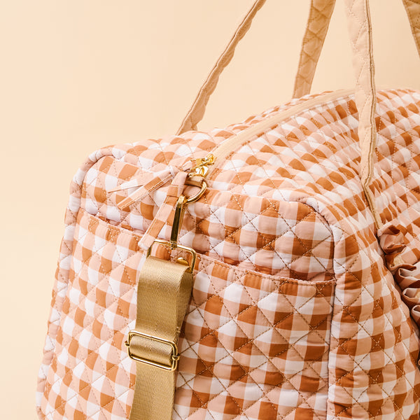 Maple Gingham On-the-Go Quilted Weekender Bag
