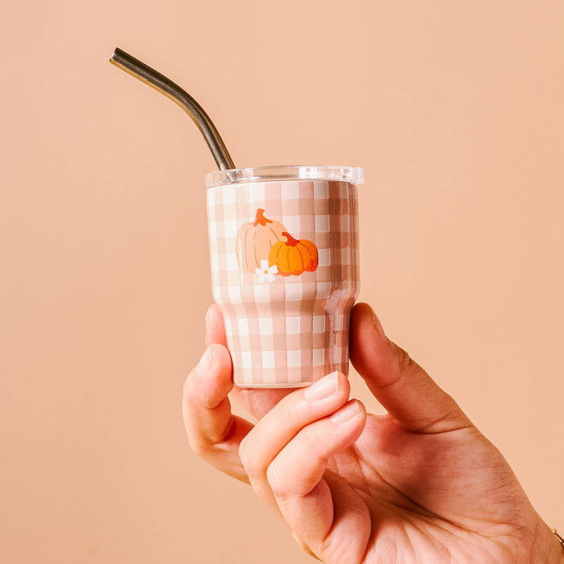 Pumpkin Gingham 2 oz Tiny Tumbler