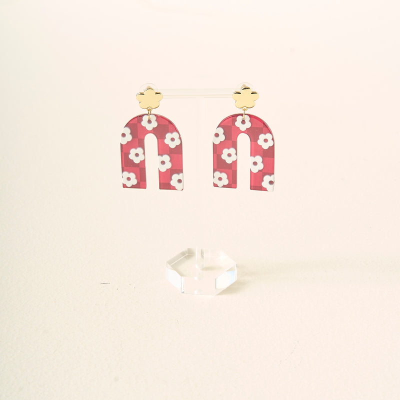 Burgundy Game Day Acrylic Earrings