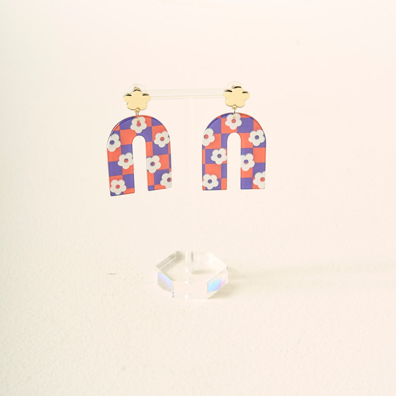 Orange Purple Game Day Acrylic Earrings