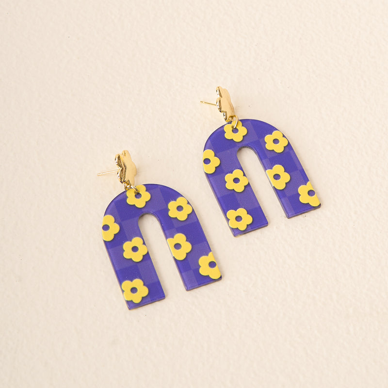 Purple Yellow Game Day Acrylic Earrings