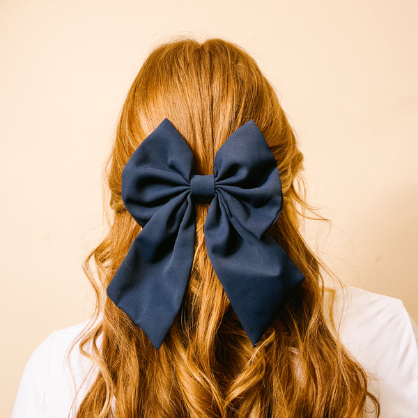 Navy Hair Bow