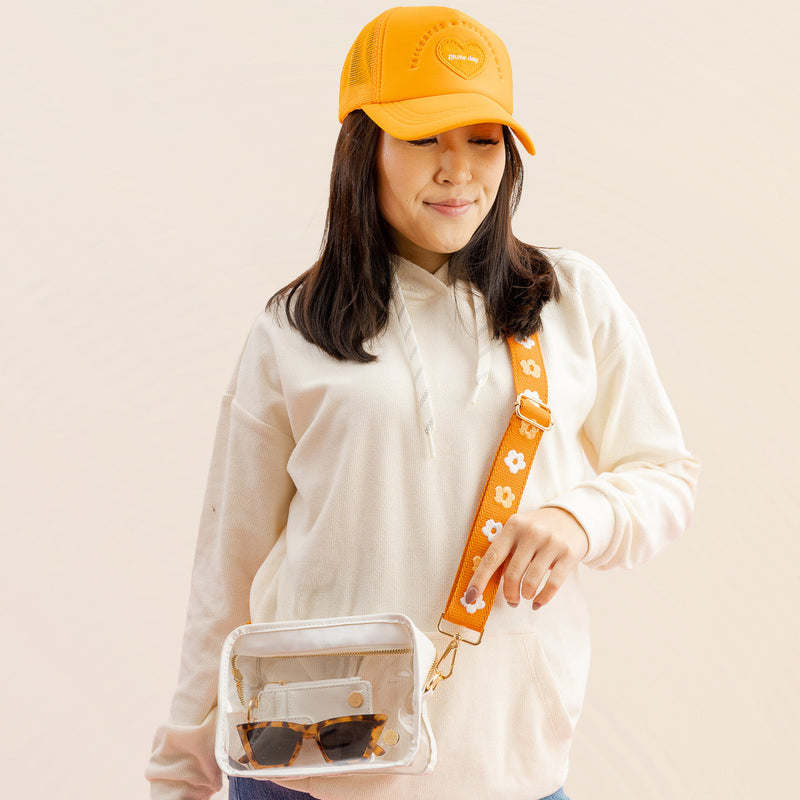 Orange Game Day Clear Crossbody Bag