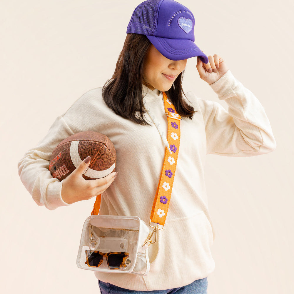 Orange Purple Game Day Clear Crossbody Bag