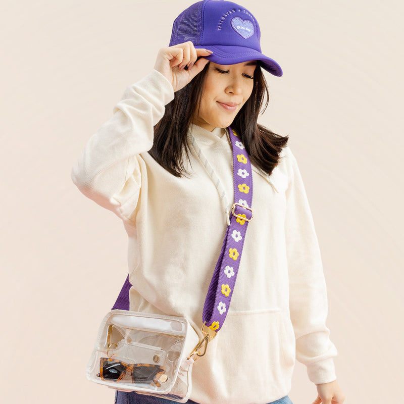 Purple Yellow Game Day Clear Crossbody Bag