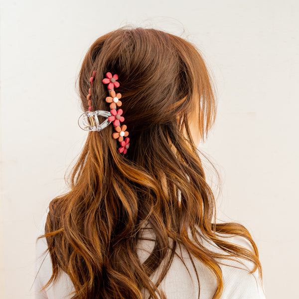 Burgundy Game Day Daisy Claw Clip