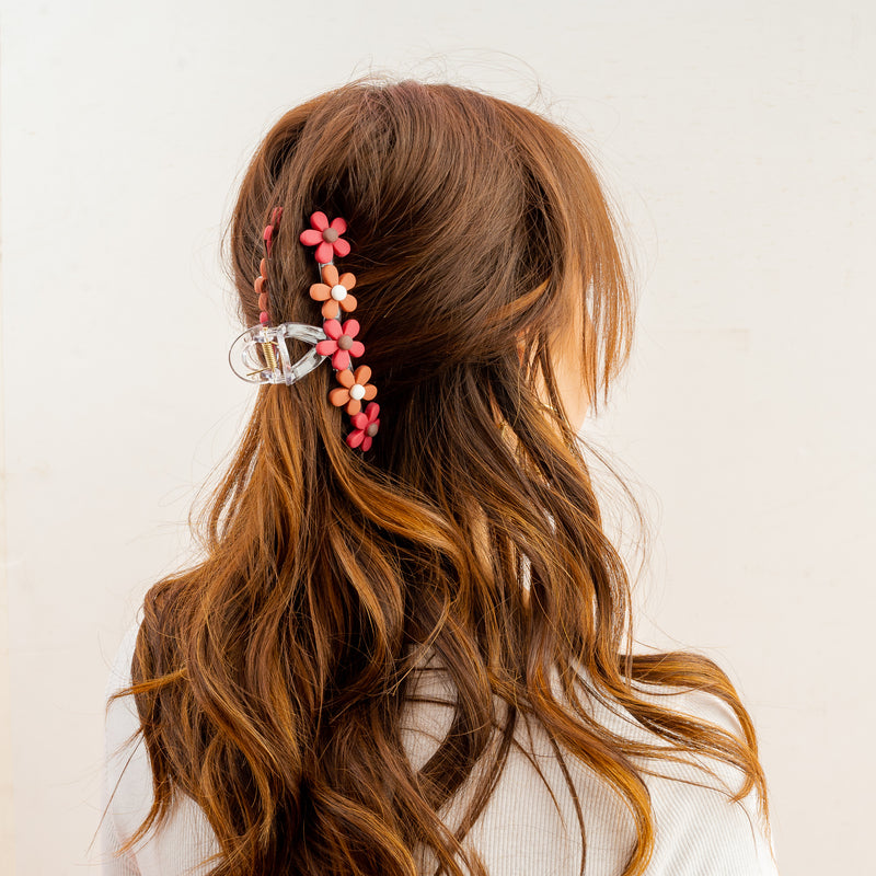 Burgundy Game Day Daisy Claw Clip